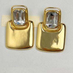 occidental style tree exaggerating mirror Metal generous crystal earrings medi..
