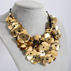 same style high flowers tassel petal rope necklace  handmade weave multilayer ..