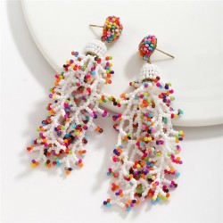 rainbow long style handmade beads tassel earrings  day wind exaggerating day e..