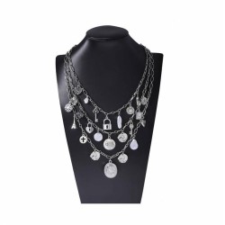  personality fashion trend multilayer geometry imitate Pearl pendant necklace ..