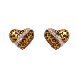 Korean samll unique temperament fashion brief leopard love ear stud woman Autu..