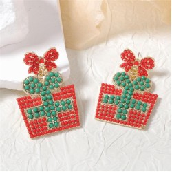  christmas fashion samll creative Alloy diamond beads christmas big bag earrin..