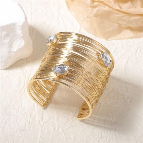 ( Gold) occidental style fashion retro wind embed zircon multilayer high quality surround width surface lady bangle