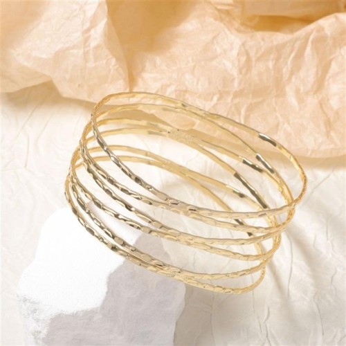 ( Gold) brief fashion Metal pattern multilayer geometry Round lady bangle high