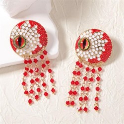  creative personality Alloy color eyes Beads long style tassel earring retro t..