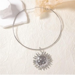  occidental style brief fashion Alloy sun flower pendant Collar all-Purpose le..