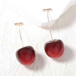 Korean style sweet fashion temperament fruits cherry lady earring creative all..
