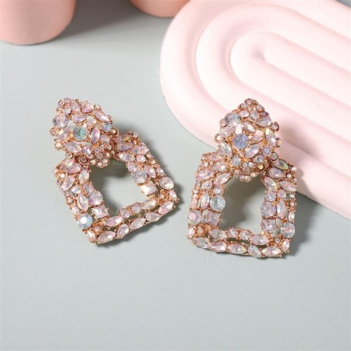 occidental style fashion exaggerating personality trend colorful diamond geometry hollow earring   temperament all-P