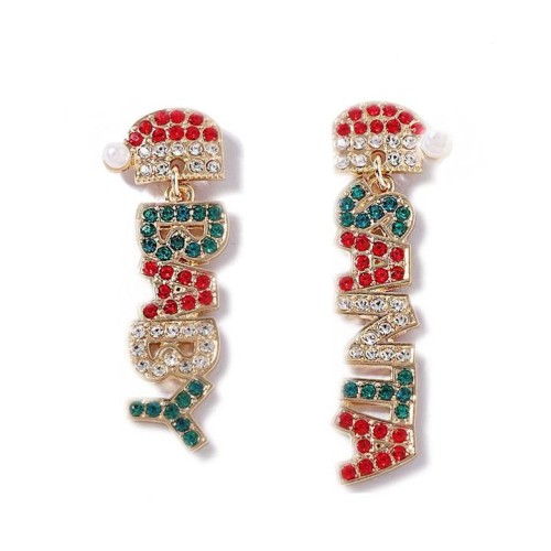 christmas brief fashion Alloy beads unique Word earring     lovely trend samll woman
