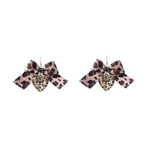  Autumn and Winter retro leopard bow love earring    unique all-Purpose day woman style