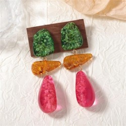 occidental style exaggerating retro color resin Irregular geometry splice ear..