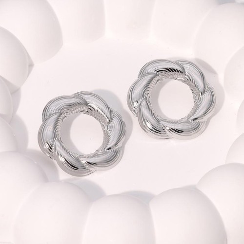 occidental style retro brief all-Purpose high earrings geometry Round personality exaggerating gilded stainless st
