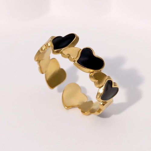  occidental style medium high heart-shaped brief lovely gilded stainless steel ring