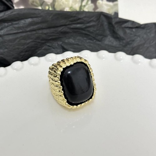 occidental style samll Metal square resin gem opening ring high