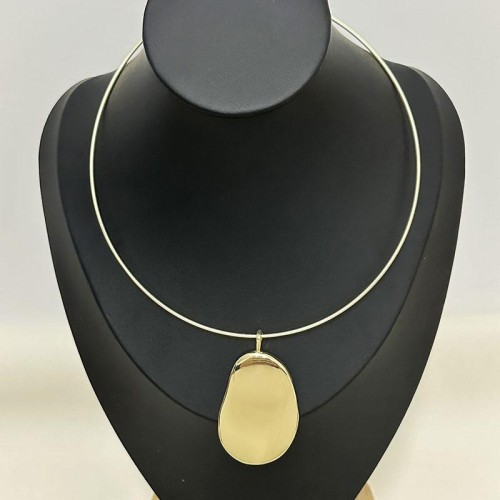 occidental style samll Metal surface geometry pendant Collar high wind necklace