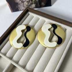  wind Round black gold key earrings samll high personality Earring