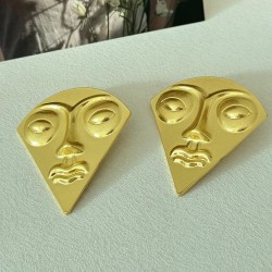 occidental style exaggerating unique personality triangle big eyes lips earrin..