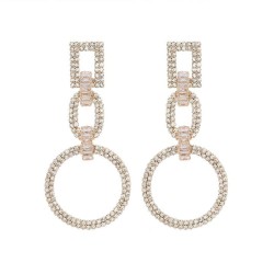 occidental style geometry circle earrings lady high temperament Rhinestone hol..