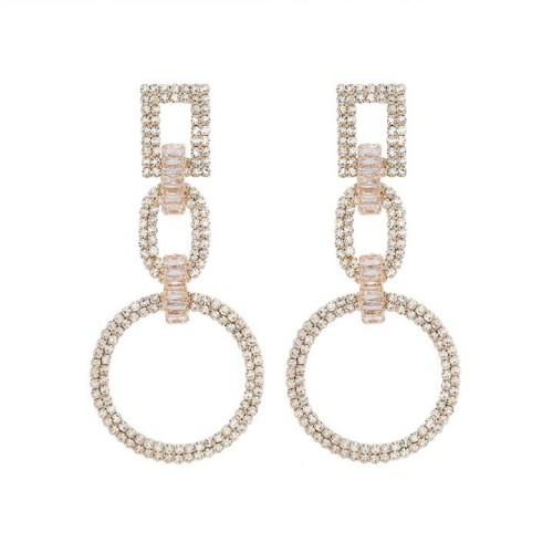 occidental style geometry circle earrings lady high temperament Rhinestone hollow earring Earring