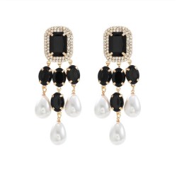 occidental style high lady gem mosaic Pearl earring fashion trend earrings Ear..