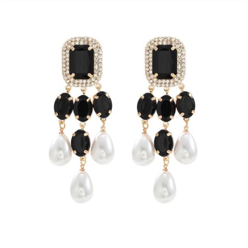 occidental style high lady gem mosaic Pearl earring fashion trend earrings Earring