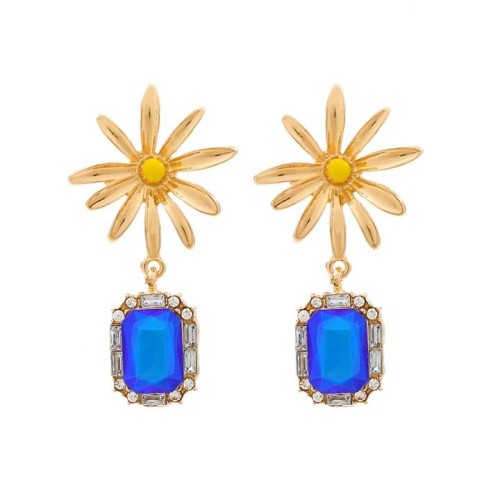 Metal chrysanthemum Rhinestone pendant temperament exaggerating lady earrings occidental style earring