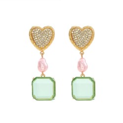 geometry brief love gift square diamond earring lady earrings