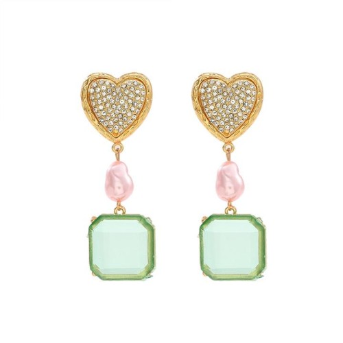 geometry brief love gift square diamond earring lady earrings