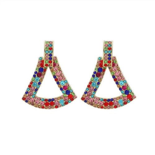 silver diamond geometry triangle hollow earrings brief high all-Purpose ear stud Earring