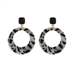  geometry circle color leopard earrings personality trend circle retro high Ea..