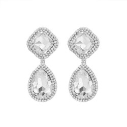 exaggerating Rhinestone square pendant luxurious banquet lady temperament earr..