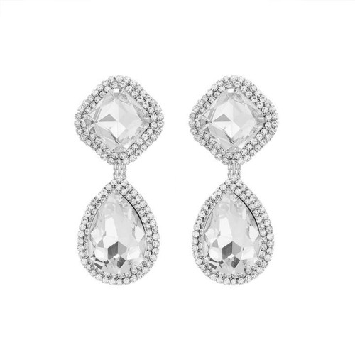 exaggerating Rhinestone square pendant luxurious banquet lady temperament earrings earrings
