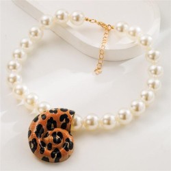 occidental style wind leopard pendant necklace beads fashion exaggerating clav..