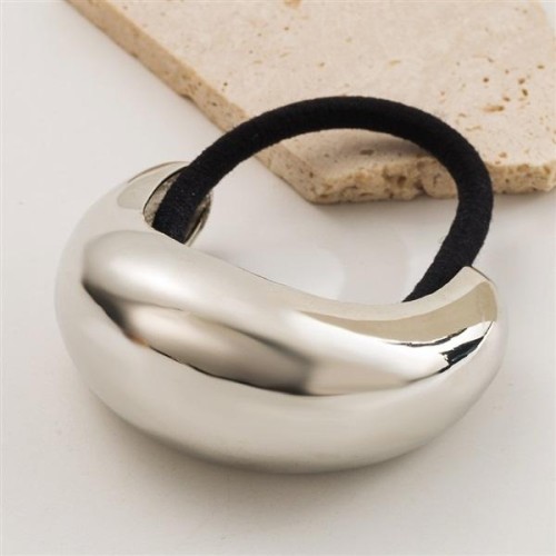 ( Silver)Korean style geometry surface Metal circle temperament all-Purpose high elasticity head rope Autumn and Winter