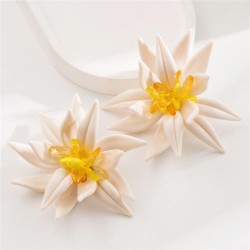temperament Double layer flowers ear stud color resin exaggerating earrings Bo..