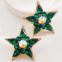 occidental style Alloy diamond Five-pointed star earrings woman exaggerating f..
