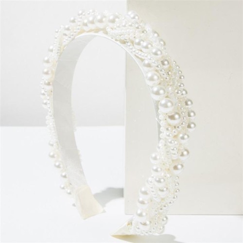 Korean style fashion brief Pearl samll all-Purpose Headband personality big samll Pearl weave twisted Headband