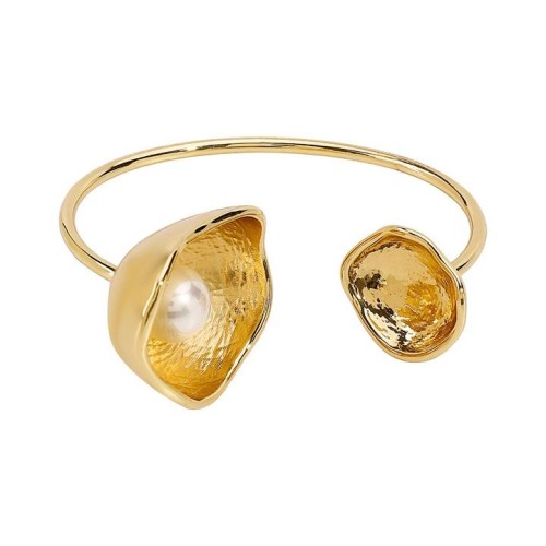 retro Irregular speaker flower Pearl opening bangle  high circle