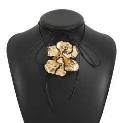 occidental style exaggerating enamel black three-dimensional flowers pendant n..