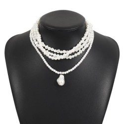 occidental style personality fashion all-Purpose brief multilayer Pearl pendan..