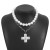 occidental style personality fashion fashion multilayer necklace  Pearl cross samll clavicle chain