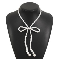  fashion Pearl bow necklace woman  elegantlayered  earl