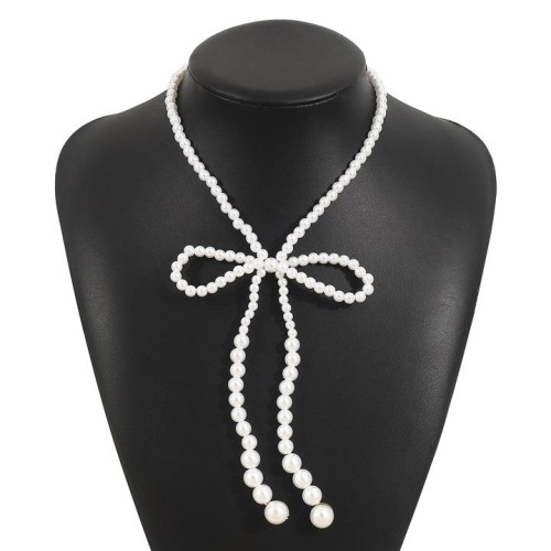  fashion Pearl bow necklace woman  elegantlayered  earl