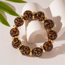 retro leopard Acrylic beads elasticity bracelet occidental style brief samll t..