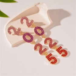 new wind diamond digit tassel silver earrings occidental style personality tem..