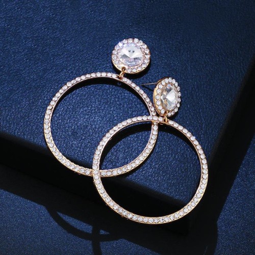 occidental style earrings woman high crystal circle Earring earringerm