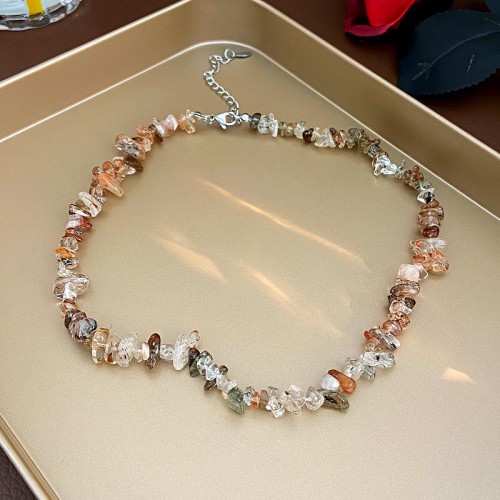  natural crystal Irregular gravel necklaceins wind chain clavicle chain