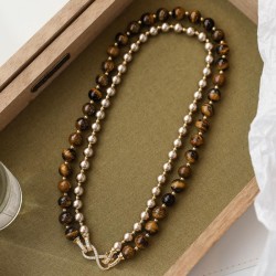  gold zircon Round Pearl style necklace style two clavicle chain fashion tem