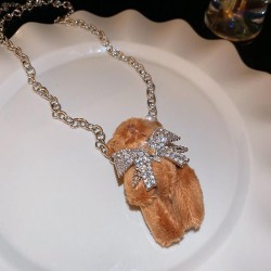 lovely velvet samll diamond bow necklace high Autumn and Winter clavicle chain..