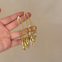  gold silver tassel ear stud woman occidental style earrings fashion temperam